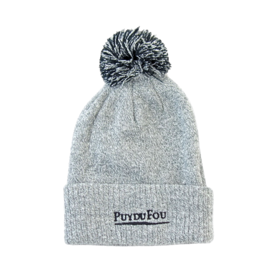 Bonnet pompon gris