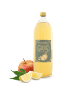 Jus de pomme-citron - bouteille de face avec fruits