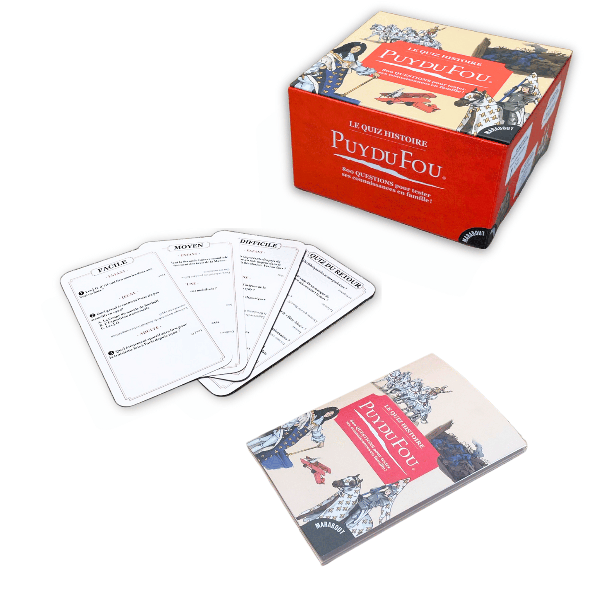 Boite, carte et règle du jeu du grand quiz Puy du Fou
