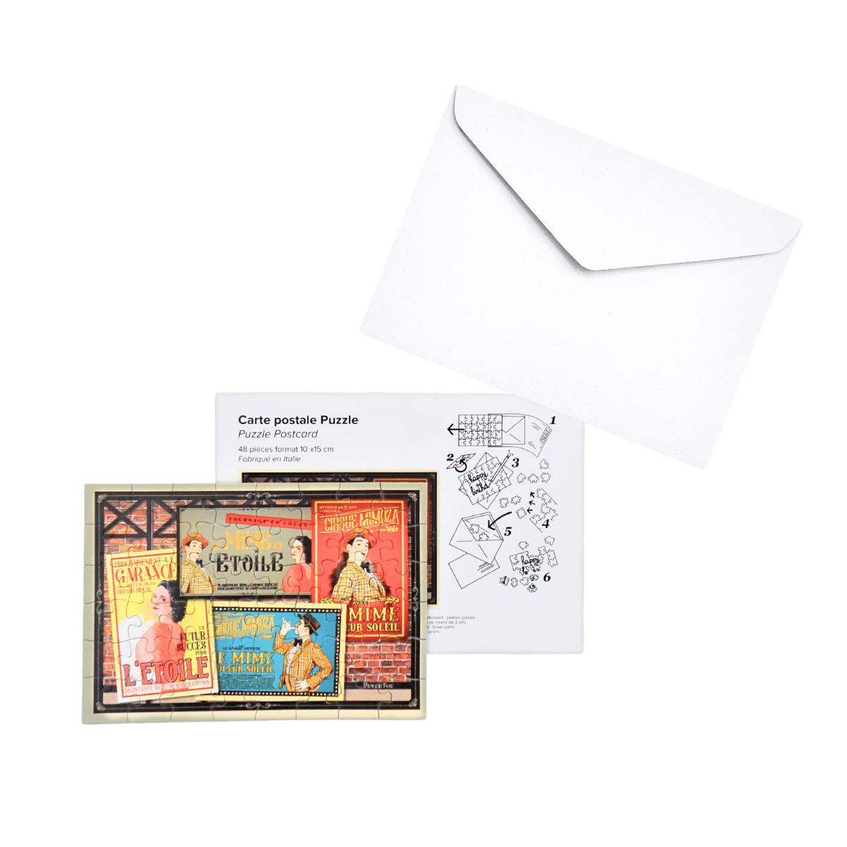 Carte postale puzzle Le Mime et l'Etoile - puzzle + enveloppe