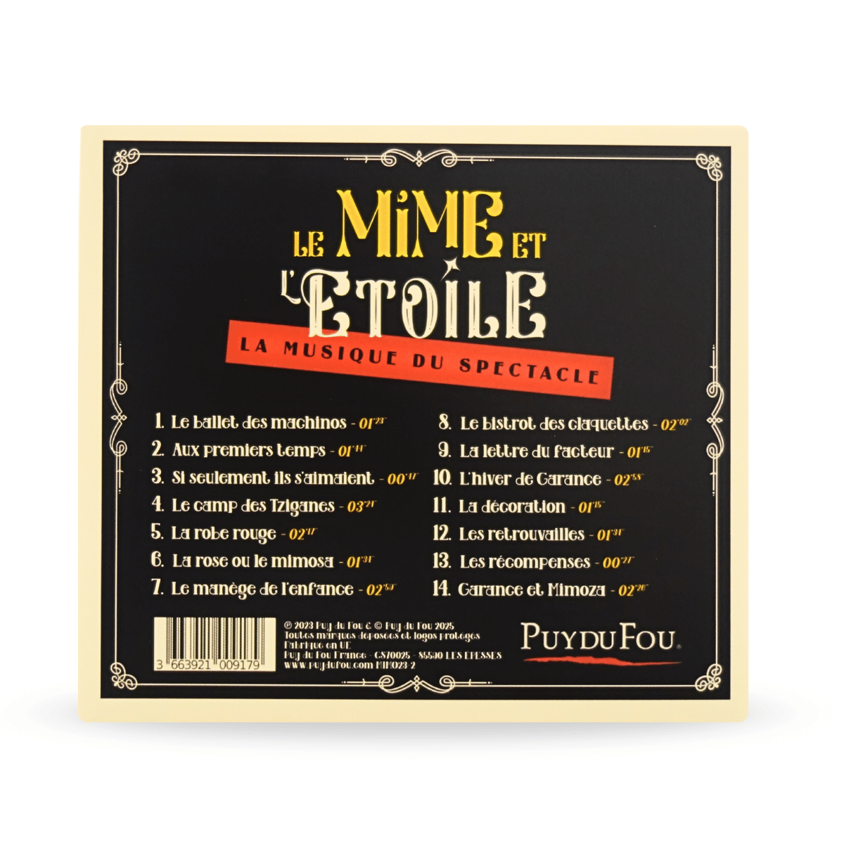 CD musiques Le Mime et l'Etoile - verso