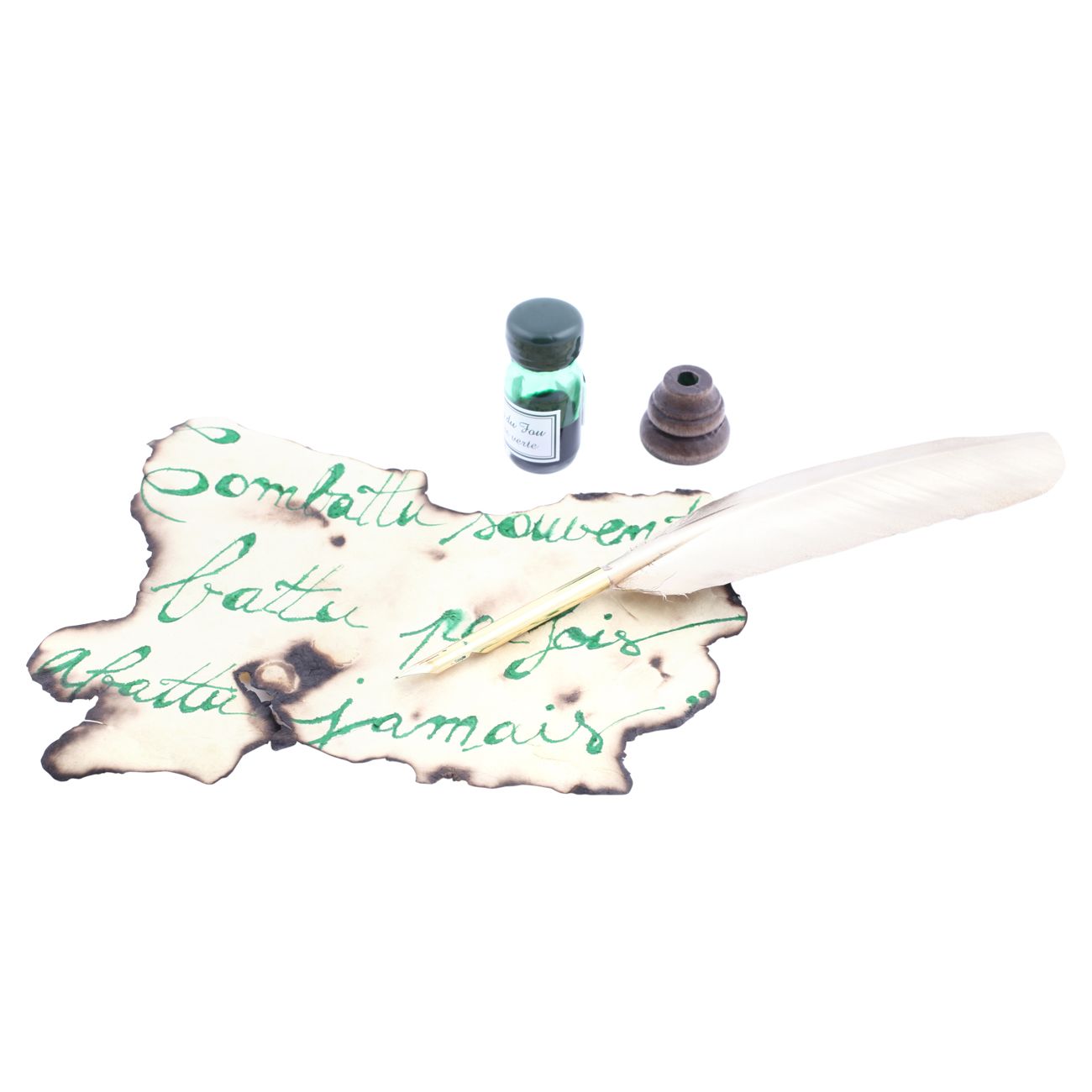 Parchemin coffret calligraphie plume Charette