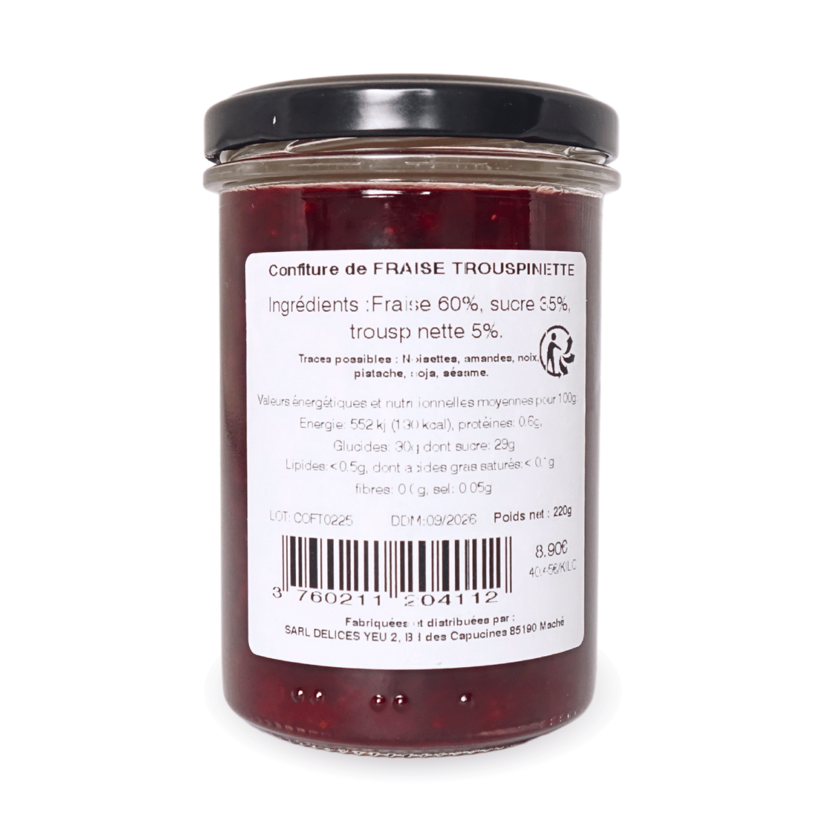 Confiture Fraise Troussepinette - image de face