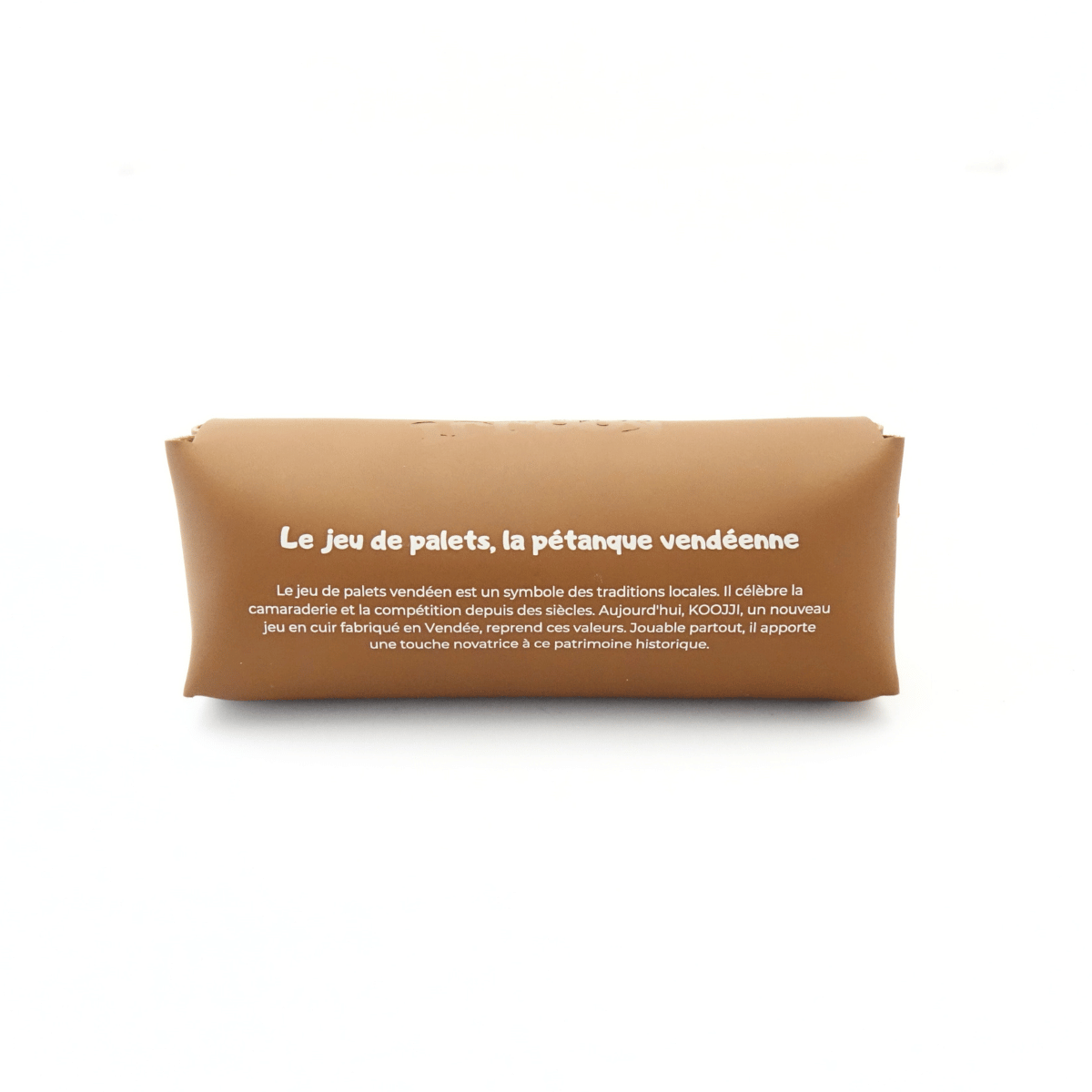 Etui en cuir du jeu de palets vendéen de dos