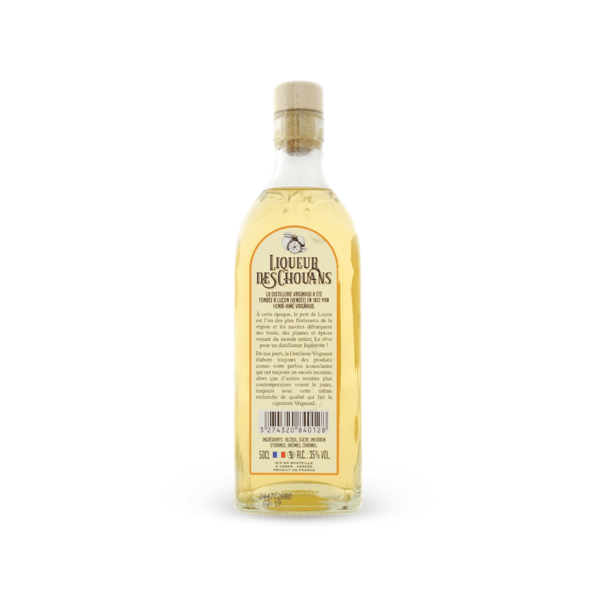Liqueur des Chouans aux écorces d'orange - bouteille de dos