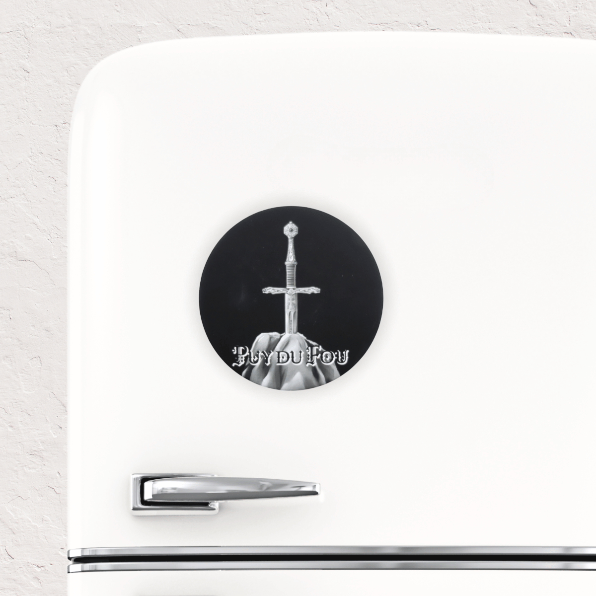 Magnet rond mat Epée du Roi Arthur - sur frigo