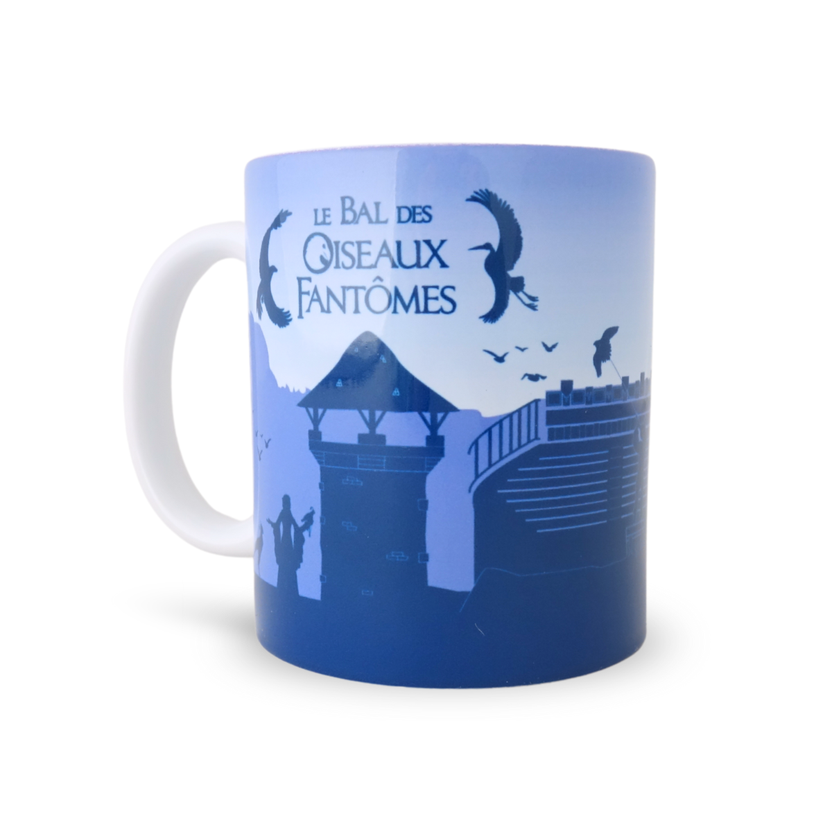 Mug bleu Le Bal des Oiseaux Fantômes - de face 3/4