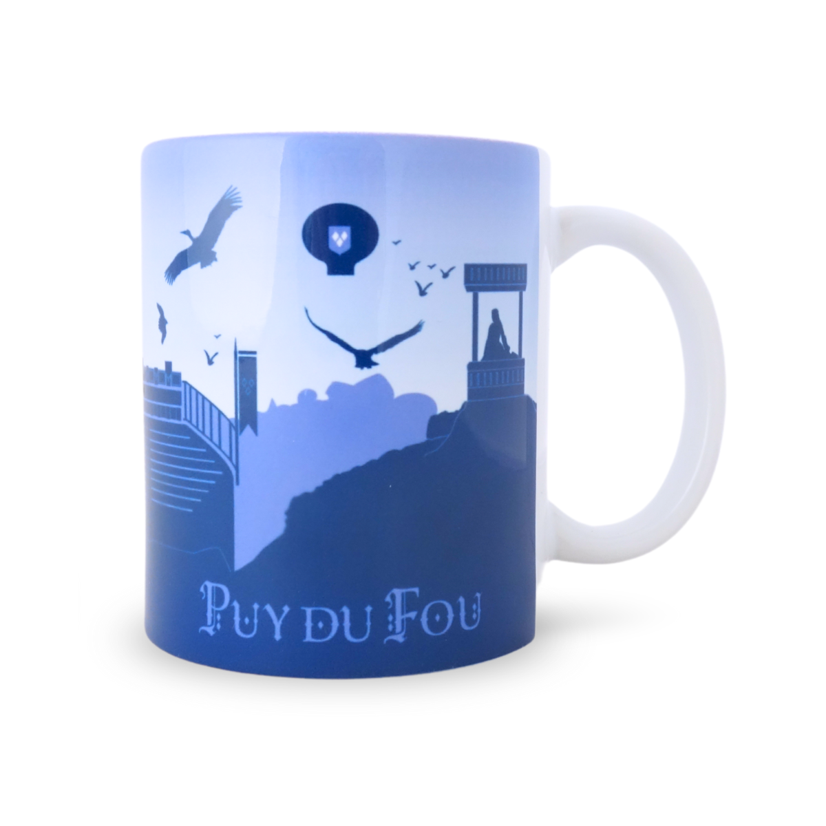 Mug bleu Le Bal des Oiseaux Fantômes - de dos

