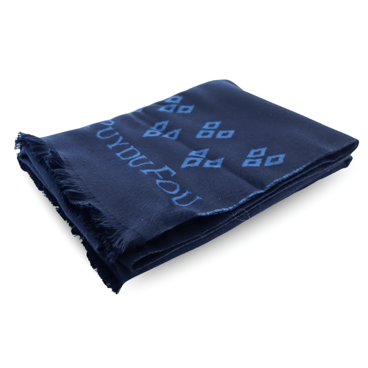 Plaid bleu marine 3 mâcles plié
