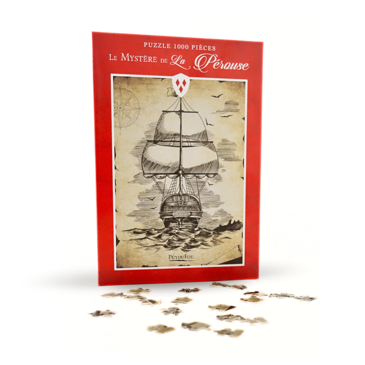 Puzzle La Pérouse 1000 pièces - de face avec pièces du puzzle