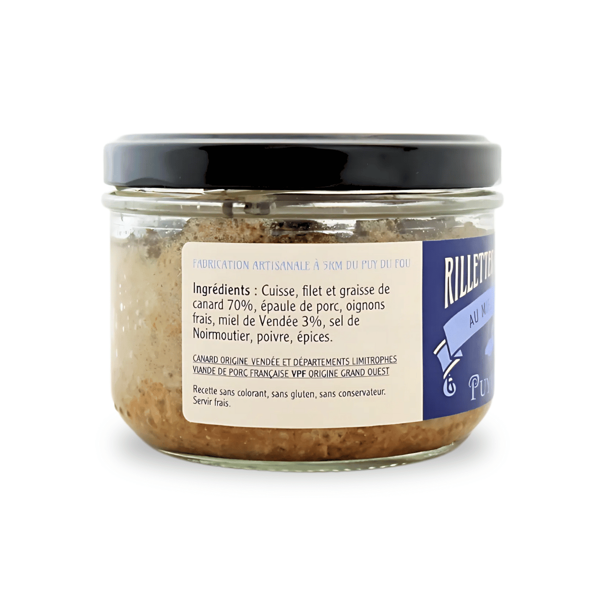 Rillettes de canard au miel de Vendée - produit de profil (ingrédients)
