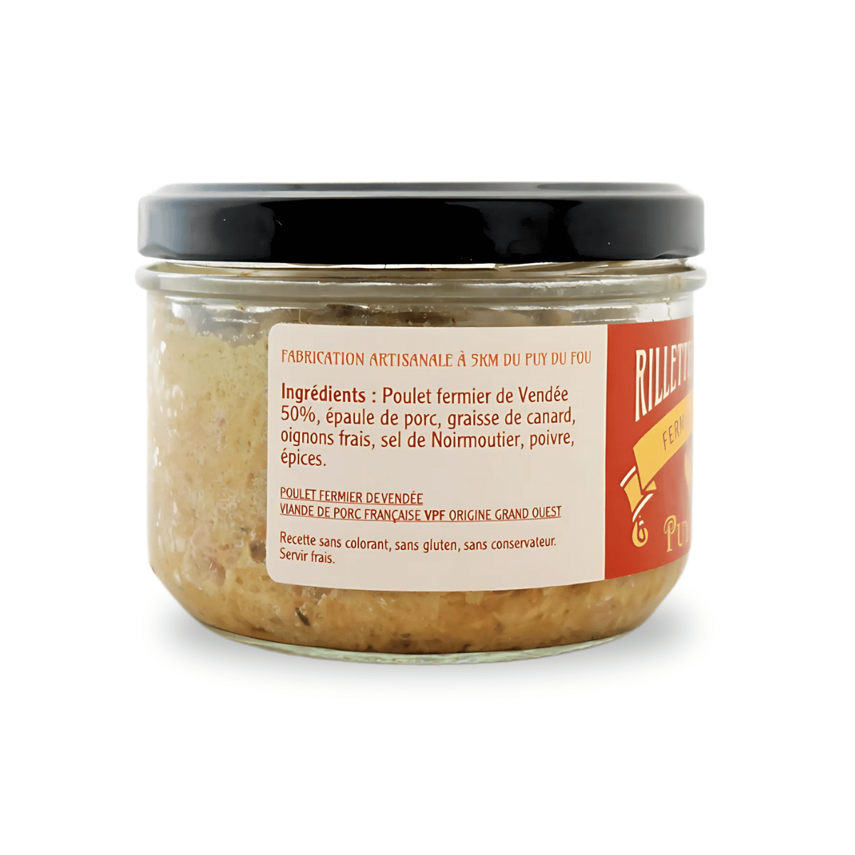 Rillettes de poulet fermier de Vendée - produit de profil (ingrédients)