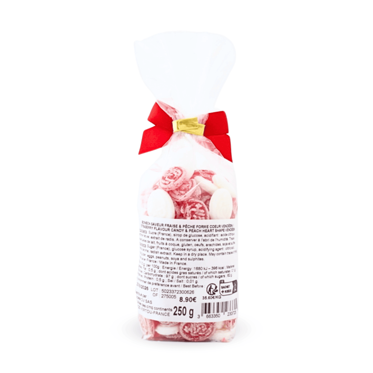 Sachet de bonbons coeur vendéen du Puy du Fou 250g - de dos