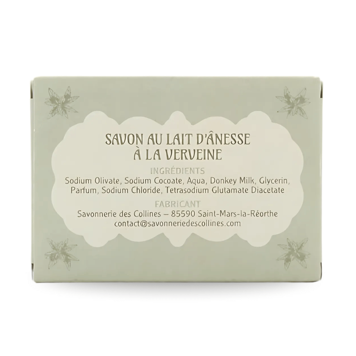 Savon au lait d'ânesse et à la verveine - boite de dos
