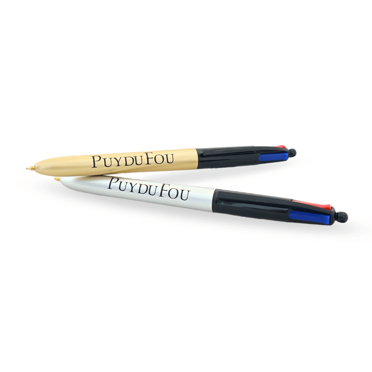 Duo de stylos 4 couleurs argenté et doré