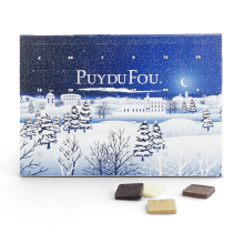 Calendrier de l'Avent Puy du Fou 2025 - de face avec chocolats