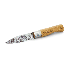 Couteau pliant Viking Puy du Fou lame acier inoxydable gravée entrelacs celtiques et manche chêne