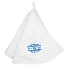 Essuie-mains en coton blanc avec logo Puy du Fou, taille standard, motif simple, ,boutique officielle du Puy du Fou.