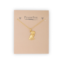 Pendentif chouette dorée - sur son carton