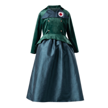 Robe déguisement enfant Céleste Bulkeley, amazone de Charette – velours vert et jupe taffetas – Le Dernier Panache Puy du Fou