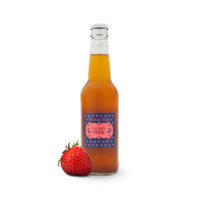 Thé glacé à la fraise - bouteille de face avec fraise