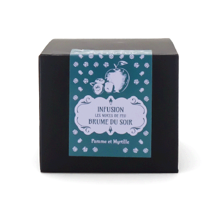 Boîte infusettes infusion pomme myrtille Puy du Fou – Les Noces de Feu Brume du Soir – vue de face