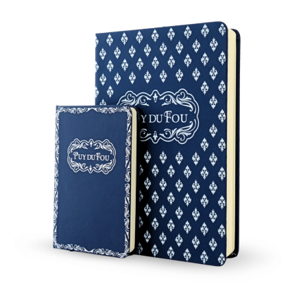 Carnets Puy du Fou 1900 bleu format A5 et A6 - de biais