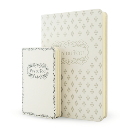 Carnets Puy du Fou 1900 vert A5 et A6 - de biais