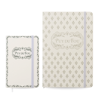 Carnets Puy du Fou 1900 vert A5 et A6 - côte à côte de face