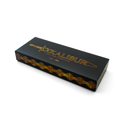 Jeu Exkalibur Puy du Fou coffret noir et or vue de trois quarts