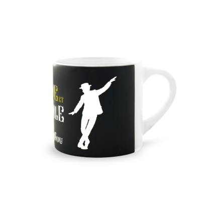 Mini mug noir le Mime et l'Etoile - face silhouette Mimosa