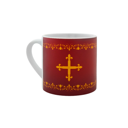Mini mug rouge Mousquetaire Puy du Fou – croix fleurdelisée dorée – Le Mousquetaire de Richelieu