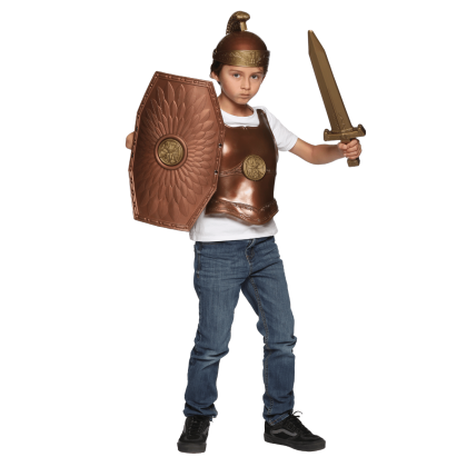 Panoplie de gladiateur romain portée de face