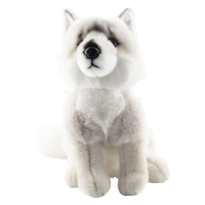 Peluche loup blanc assis