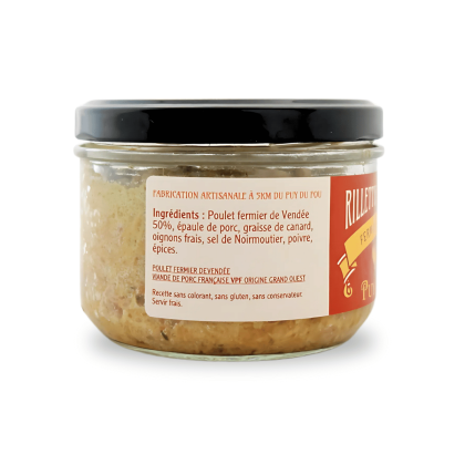 Rillettes de poulet fermier de Vendée - produit de profil (ingrédients)