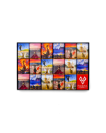 Coffret de 18 mini tablettes de chocolat au lait Puy du Fou, vue de face, emballages illustrés des spectacles