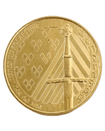 Jeton touristique L'Épée du Roi Arthur Puy du Fou édition 2026, frappée par la Monnaie de Paris – face avant gravée avec Excalibur et motif mâcles