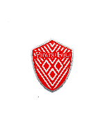 Magnet bouclier en forme de blason médiéval rouge et blanc avec mâcles du Puy du Fou - image détourée