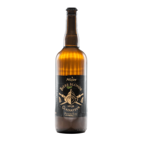 Bière blonde bio Gladiateur en bouteille de 75cl avec un design original, boutique officielle du Puy du Fou.