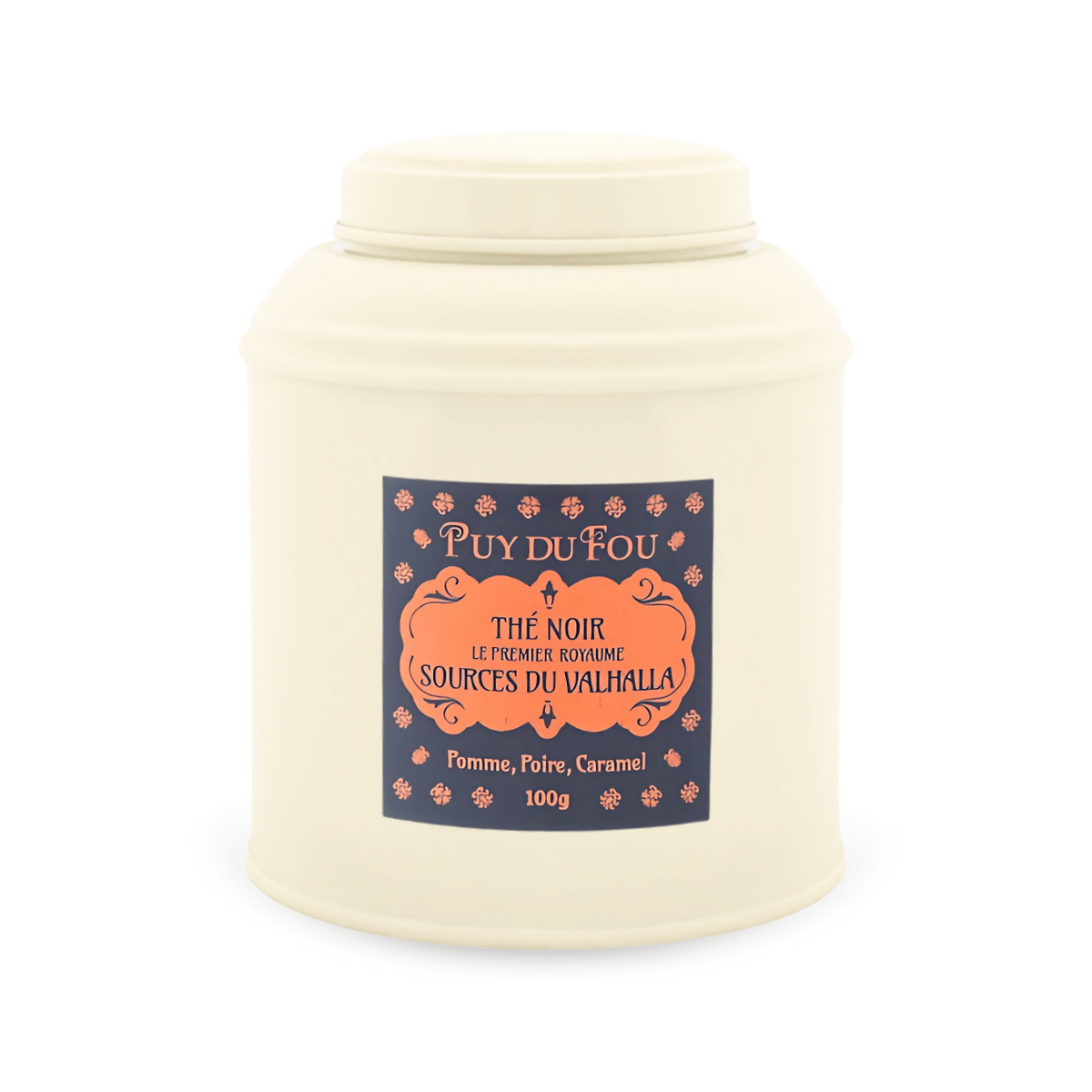 Boîte de thé noir pomme, poire et caramel Le Premier Royaume -  de face
