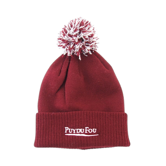 Bonnet pompon bordeaux du Puy du Fou - image détourée