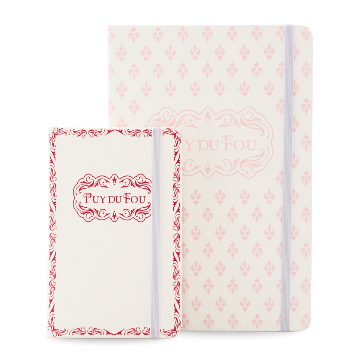 Carnets Puy du Fou 1900 rose A5 et A6 - superposés de face