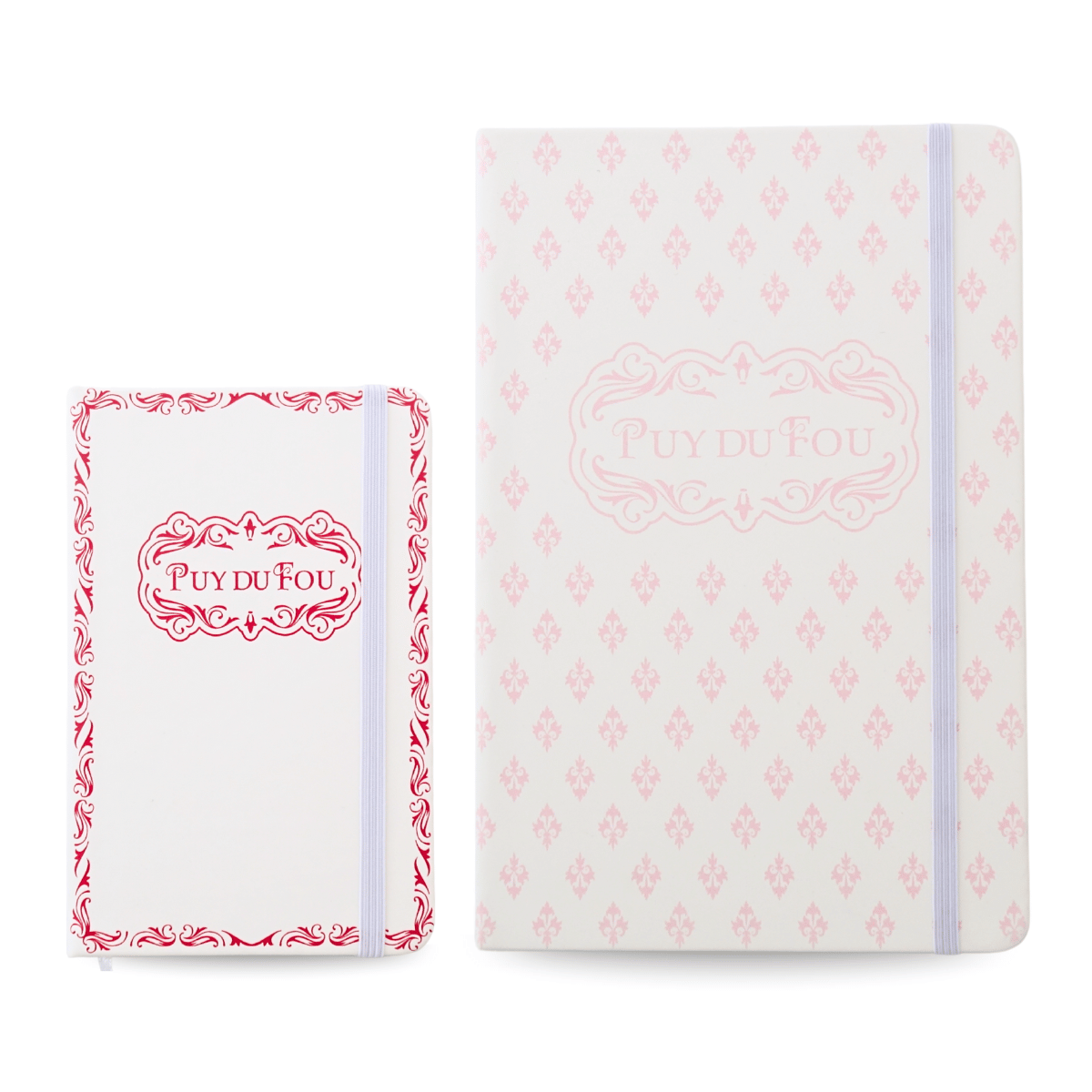 Carnets Puy du Fou 1900 rose A5 et A6 - côte à côte de face