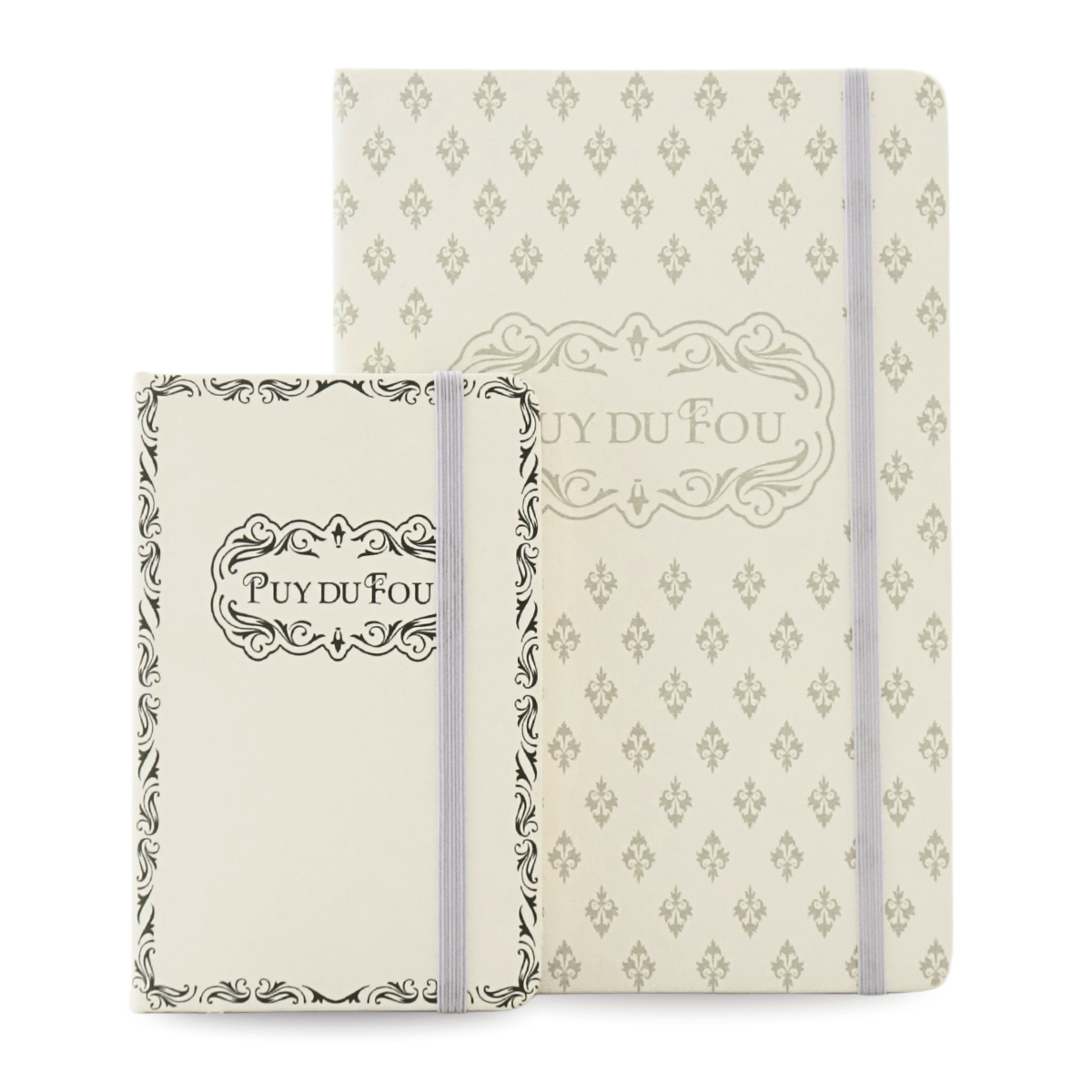 Carnets Puy du Fou 1900 vert A5 et A6 - superposés de face