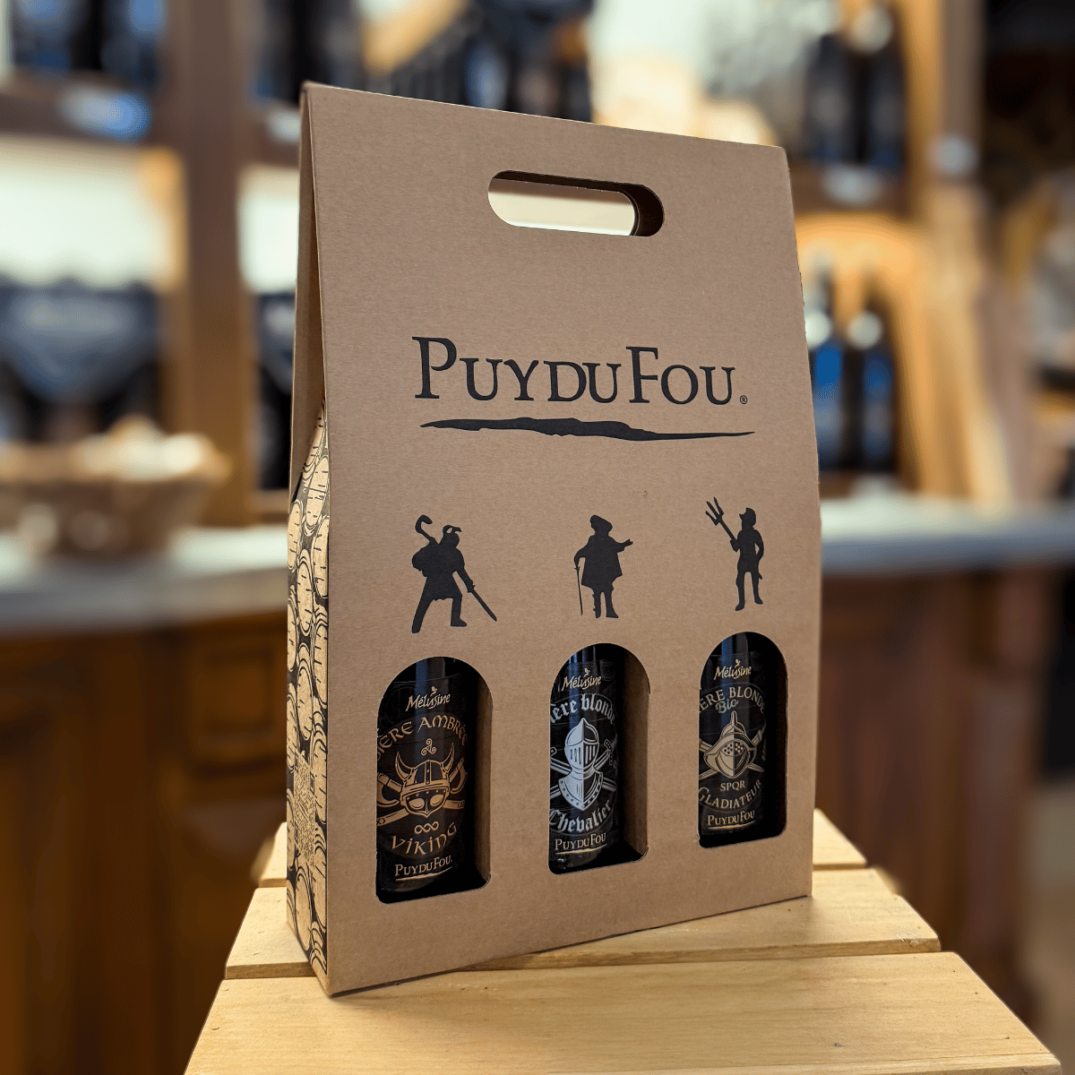 Coffret 3 bières 75cl - dans un décor avec bières dedans