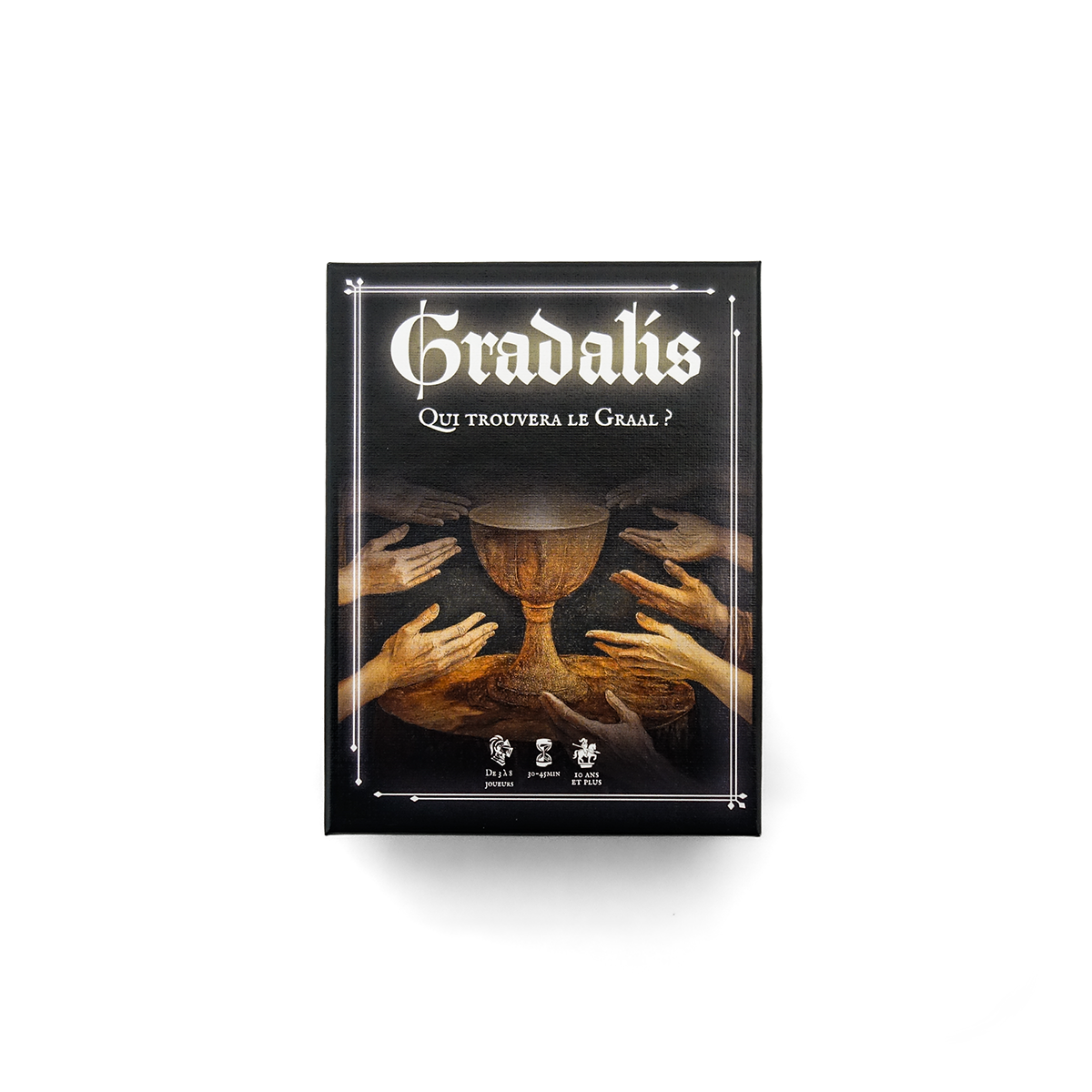 Face avant coffret jeu Gradalis - Qui trouvera le Graal ?