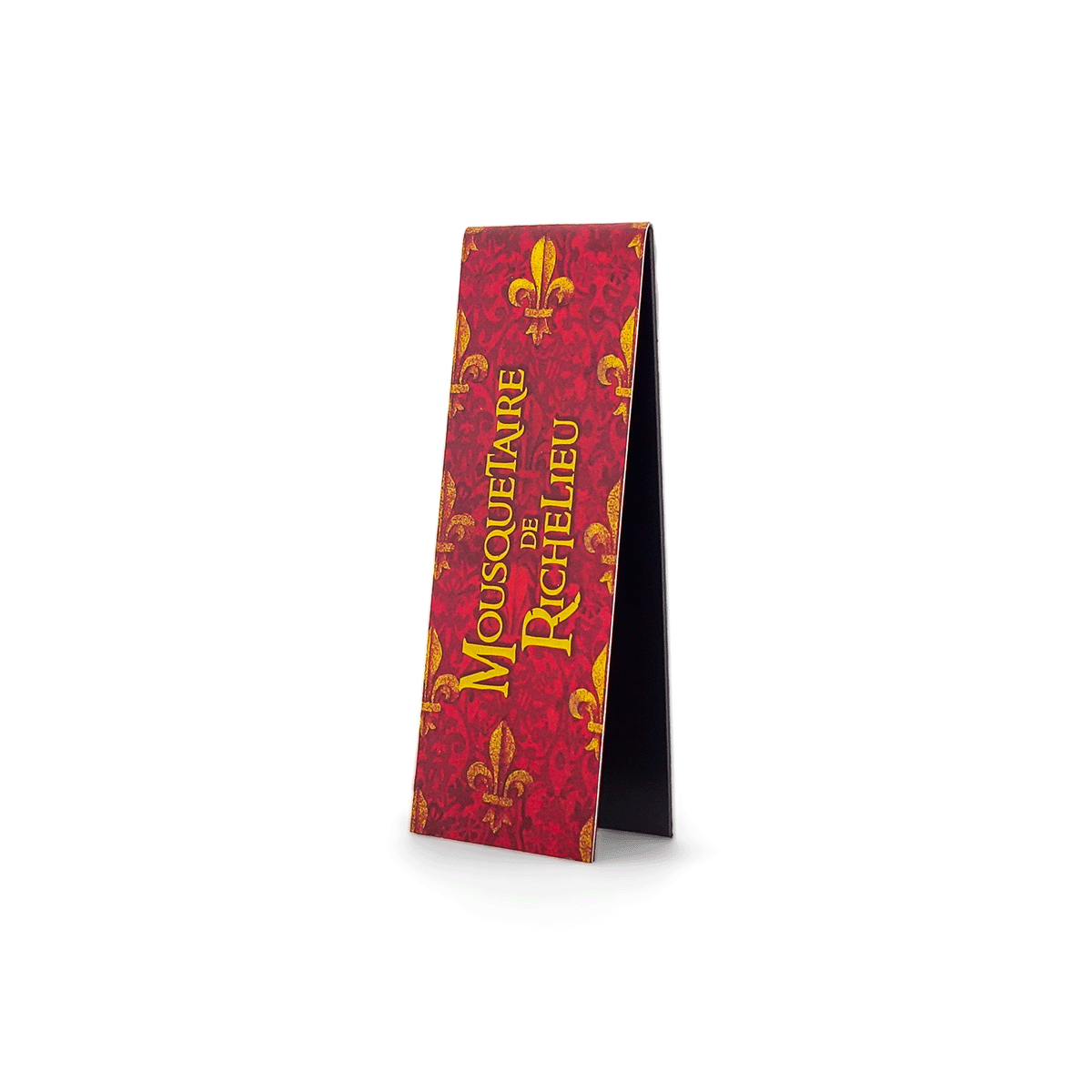 Marque-page magnétique Mousquetaire de Richelieu Puy du Fou ouvert, vue de côté face avant