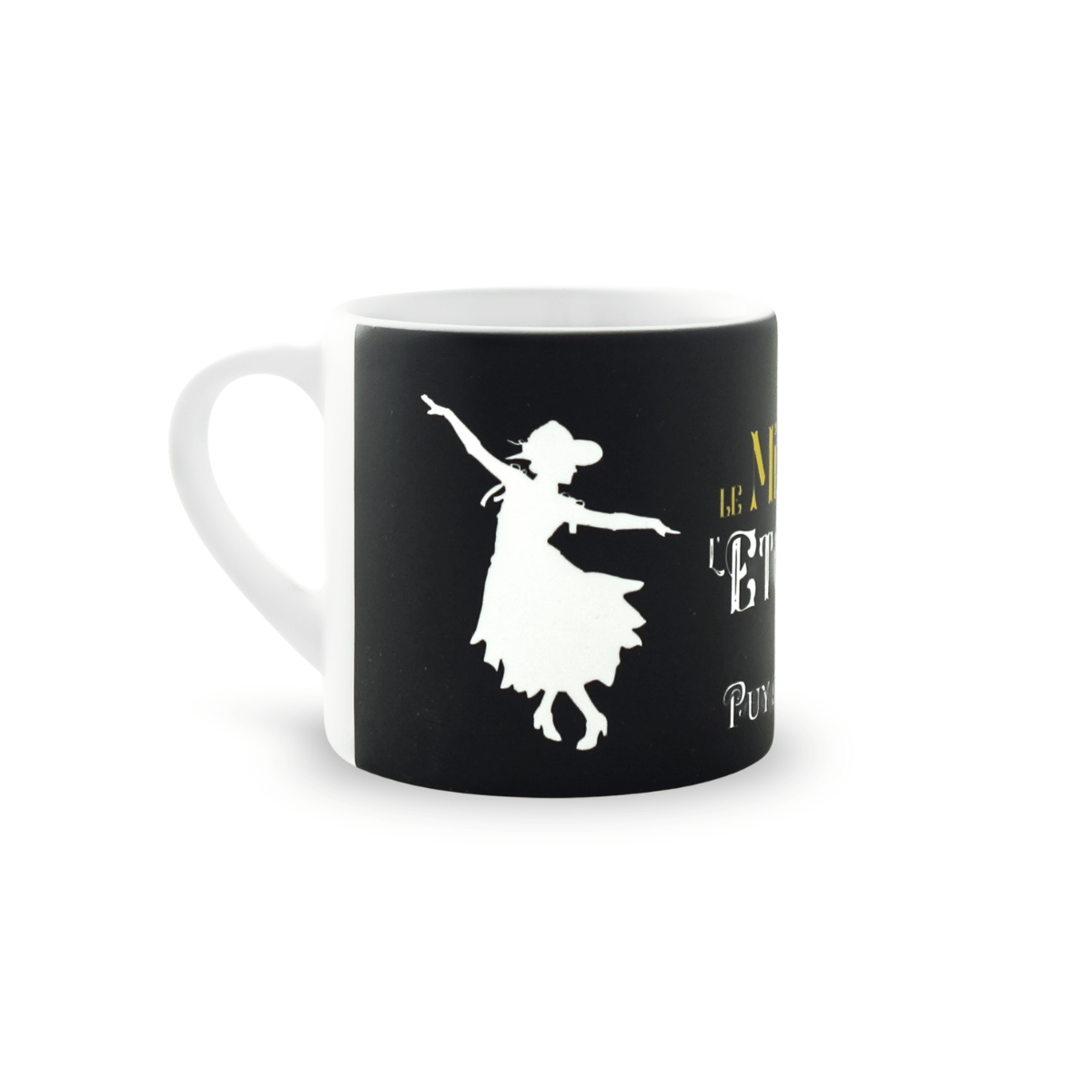 Mini mug noir le Mime et l'Etoile - face silhouette Garance