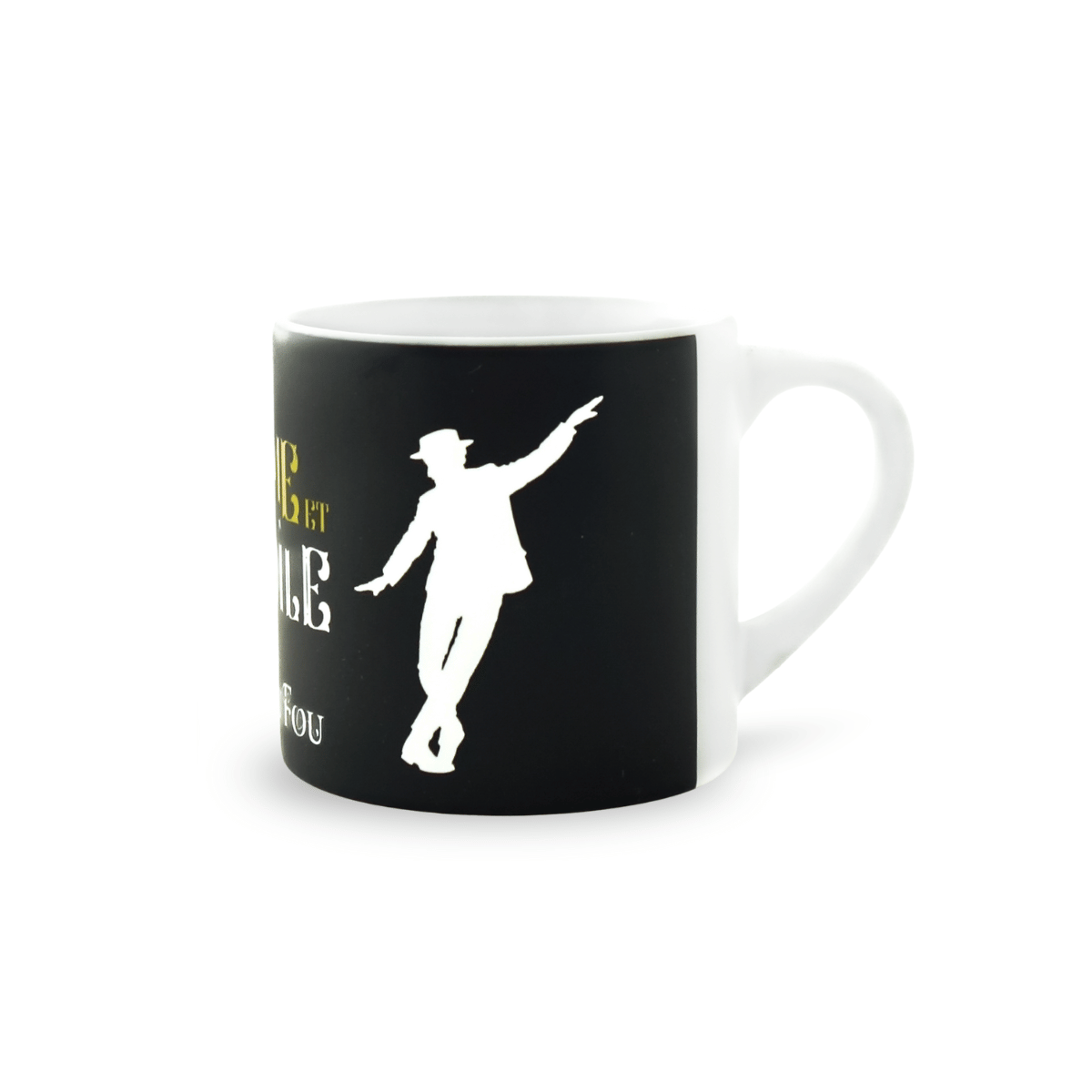 Mini mug noir le Mime et l'Etoile - face silhouette Mimosa