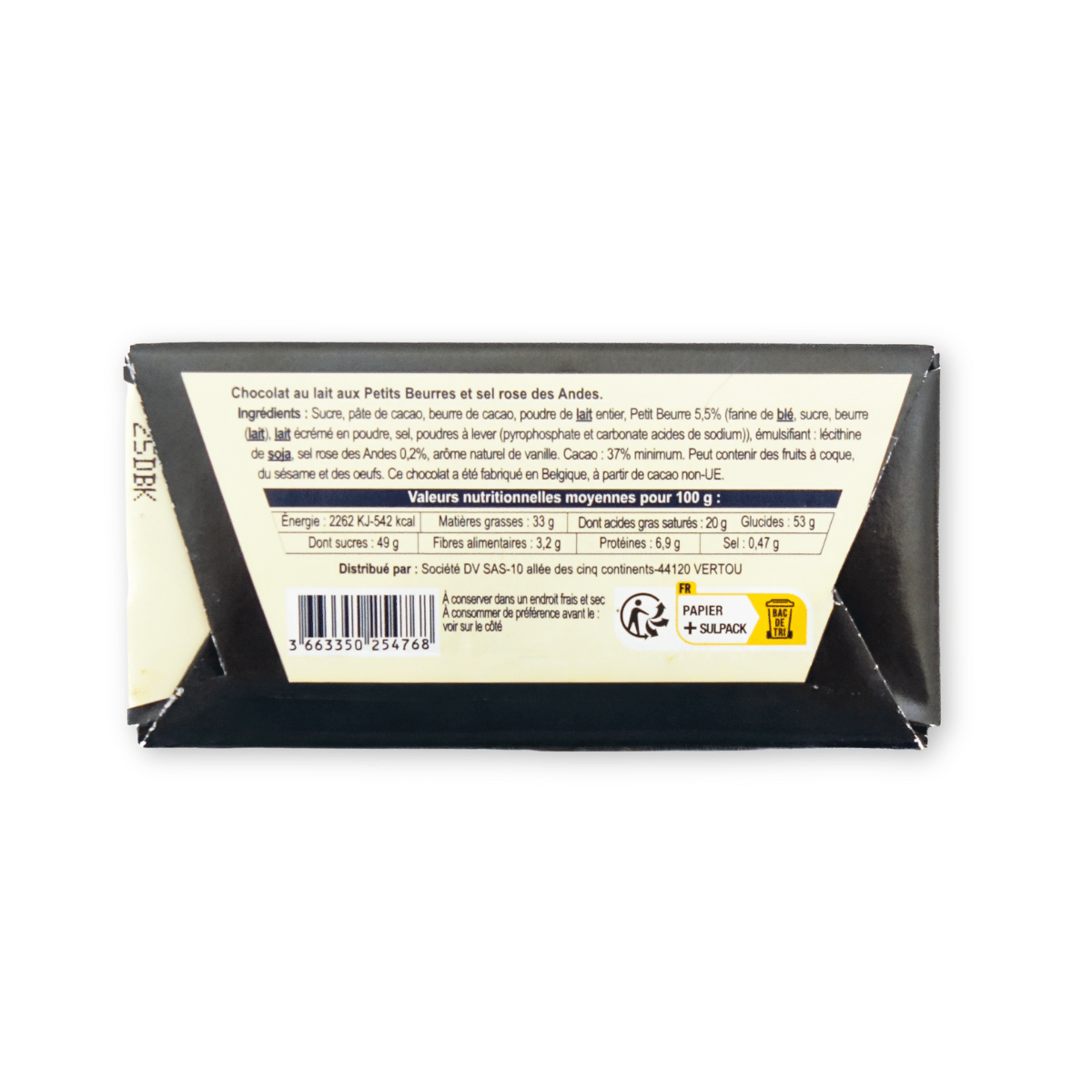 Mini tablette de chocolat le Mime et l'Etoile - verso
